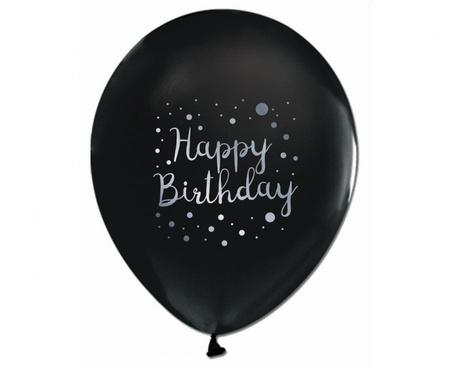 BALONY CZARNE BIAŁE HAPPY BIRTHDAY URODZINY