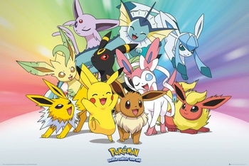 PLAKAT POKEMONY PIKACHU EEVEE 91,5x61cm