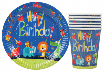 ZESTAW PARTY ZOO ZWIERZĄTKA SAFARI TALERZYKI 23cm