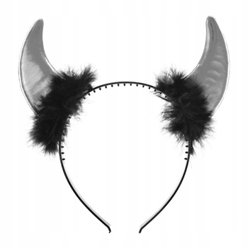 OPASKA ROGI DIABŁA METALIZOWANE SREBRNE DO STROJU ANIOŁ DIABEŁEK