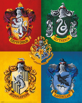 PLAKAT HOGWARTS 4 DOMY HARRY POTTER 40x50cm