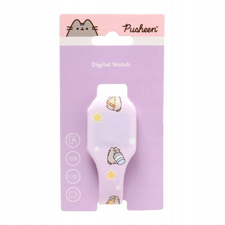 KOT PUSHEEN SILIKONOWY ZEGAREK CYFROWY FIOLETOWY FOODIE
