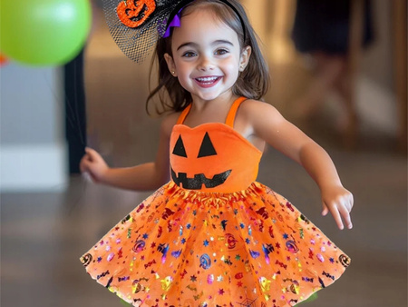 STRÓJ WIEDŹMA CZAROWNICA TUTU SPÓDNICZKA + OPASKA DYNIA HALLOWEEN PAJĄK