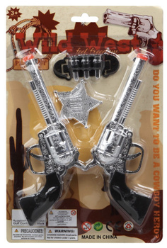 ZESTAW KOWBOJ 2x PISTOLET ODZNAKA SZERYF