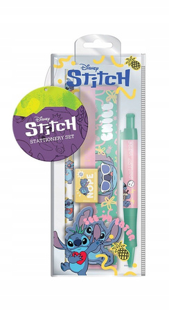 PRZYBORY SZKOLNE ZESTAW STITCH DŁUGOPIS OŁÓWEK LINIJKA GUMKA 5EL STICZ