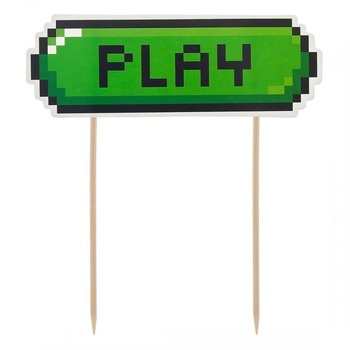 DEKORACJA TOPPER NA TORT PIKSELE PLAY GAME ON