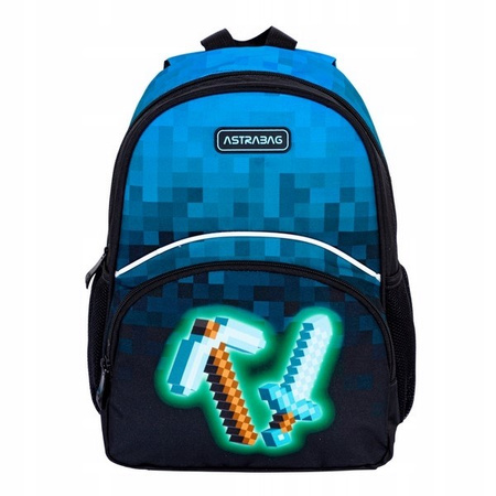 PLECAK SZKOLNY Z KIESZONKĄ ASTRABAG PIKSEL KILOF MIECZ DIAMENTOWY GAMER