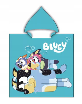OKRYCIE Z KAPTUREM PONCZO PONCHO BLUEY BINGO 55 CM NIEBIESKI