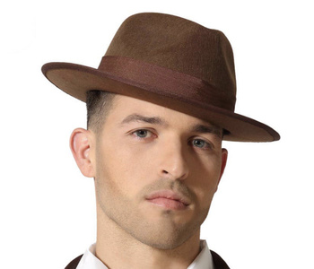 KAPELUSZ BRĄZOWY GANGSTER MAFIOZA RETRO LATA 20