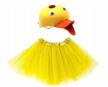 STRÓJ KACZKA CZAPKA FILCOWA + ŻÓŁTA SPÓDNICZKA TUTU KACZĄTKO