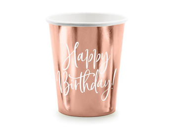 KUBECZKI URODZINOWE 6SZT HAPPY BIRTHDAY ZŁOTO