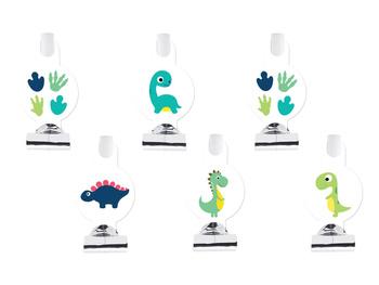 GWIZDKI TRĄBKI ROZWIJANE WESOLE DINOZAURY 6SZT