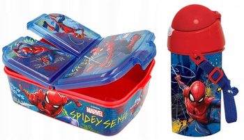 BIDON + ŚNIADANIÓWKA SPIDERMAN Z PRZEGRODAMI GRAFITTI