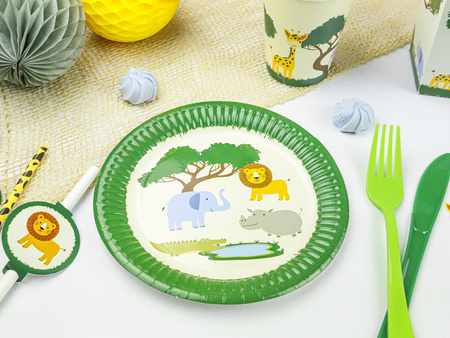 TALERZYKI PAPIEROWE SAFARI 6SZT 18CM URODZINY