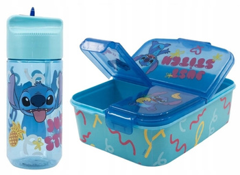 BIDON + ŚNIADANIÓWKA Z PRZEGRODAMI STITCH STICZ ZESTAW DO SZKOŁY