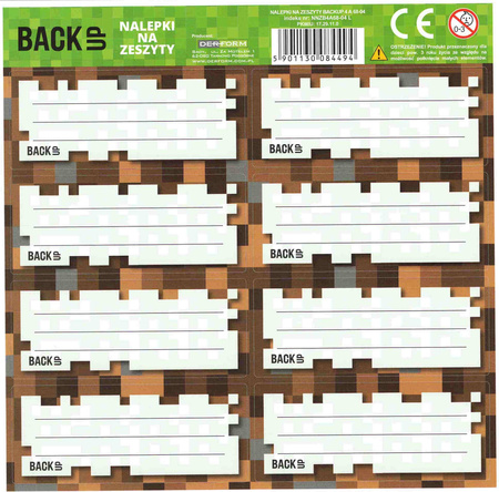 NALEPKI NA ZESZYT DLA FANA MINECRAFT 8szt PIKSELE