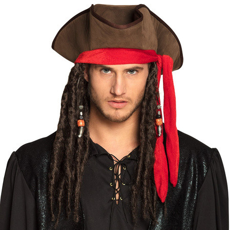KAPELUSZ CZAPKA PIRACKA Z DREDAMI PIRAT JACK SPARROW