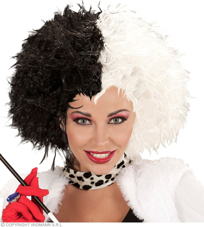 PERUKA CRUELLA DE MON 101 DALMATYŃCZYKÓW BIAŁO-CZARNA