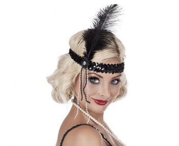 OPASKA LATA 20ste RETRO CHARLESTON CZARNA KABARET