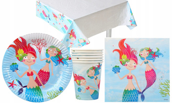 ZESTAW PARTY SYRENKA WODNY ŚWIAT TALERZYKI 23cm