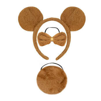 ZESTAW DO STROJU MIŚ PLUSZOWA OPASKA Z USZAMI OGON MUSZKA