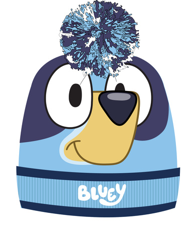 ZESTAW CZAPKA ZIMOWA PIESEK BLUEY Z POMPONEM + RĘKAWICZKI