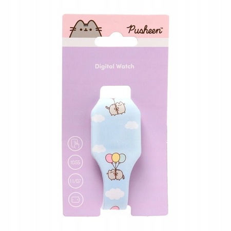 KOT PUSHEEN SILIKONOWY ZEGAREK CYFROWY NIEBIESKI BŁĘKITNY FOODIE