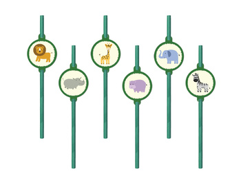 SŁOMKI URODZINOWE SAFARI ZWIERZATKA