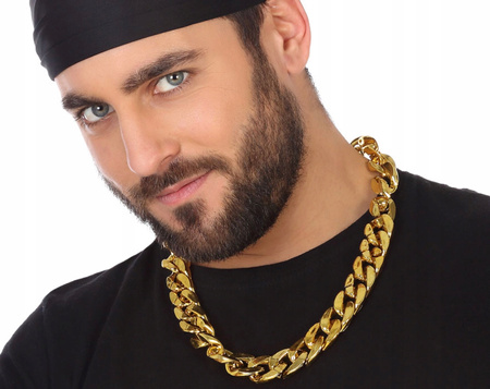 ZESTAW ZŁOTY ŁAŃCUCH NASZYJNIK + BRANSOLETKA GOLD PIMP RAPER GANSTER ELVIS