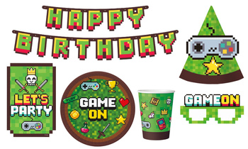 URODZINY FANA MINECRAFT KUBKI TALERZYKI OZDOBY PIKSELE