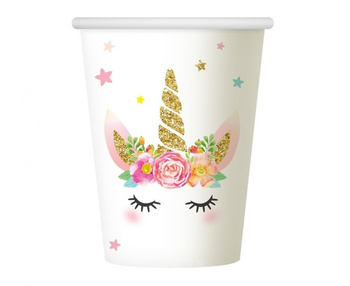 KUBECZKI URODZINOWE JEDNOROZEC 6SZT UNICORN 266ml