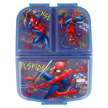 BIDON + ŚNIADANIÓWKA SPIDERMAN Z PRZEGRODAMI GRAFITTI