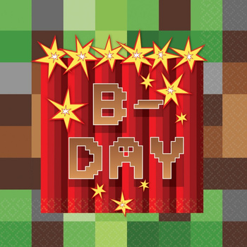 SERWETKI URODZINOWE FANA MINECRAFT PIKSELE 16SZT B-DAY