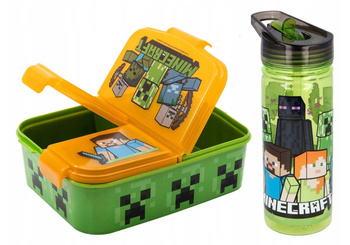 ŚNIADANIÓWKA MINECRAFT + BIDON ZESTAW Z PRZEGRODAMI DZIECI DO SZKOŁY