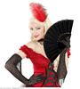 WACHLARZ CZARNY MATERIAŁOWY DO STROJU RETRO FLAMENCO