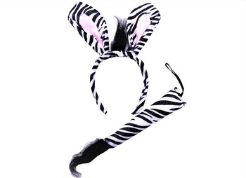 ZESTAW DO STROJU ZEBRA OPASKA Z USZAMI I OGON