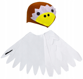 STRÓJ ORZEŁ BIELIK JASTRZĄB KOSTIUM PTAK CZAPKA FILCOWA + SKRZYDŁA PELERYNA