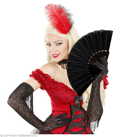 WACHLARZ CZARNY MATERIAŁOWY DO STROJU RETRO FLAMENCO