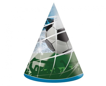 CZAPECZKI PAPIEROWE PIŁKA NOŻNA SOCCER FAN 6szt NA URODZINY