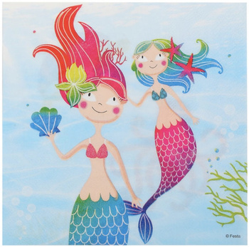 SERWETKI PAPIEROWE SYRENKI PODWODNY ŚWIAT 20szt 33x33cm