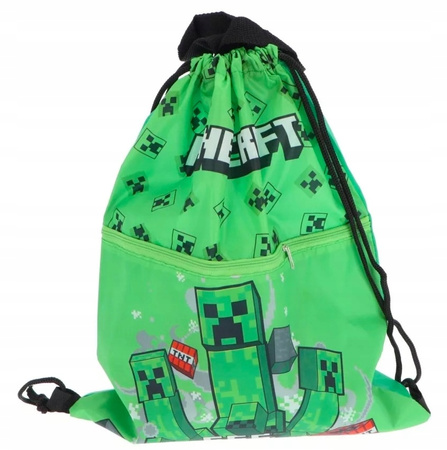 MINECRAFT CREEPER BOOM WOREK NA BUTY Z KIESZONKĄ 44 x 34 cm ZIELONY