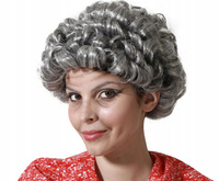 PERUKA KRÓTKIE SIWE SREBRNE WŁOSY BABCIA STARUSZKA KRÓLOWA ELŻBIETA