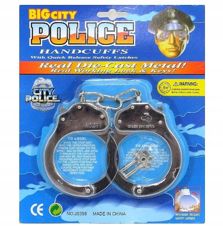 KAJDANKI METALOWE POLICJANT DLA DZIECI DO STROJU