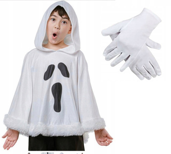 STRÓJ DUCH DUSZEK PONCZO BIAŁE DLA DZIECI GHOST HALLOWEEN + RĘKAWICZKI