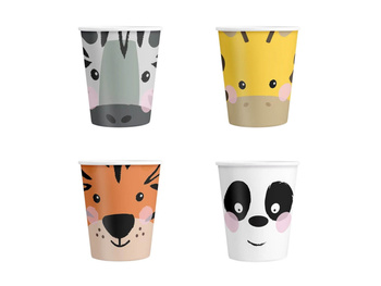 KUBECZKI URODZINOWE ZWIERZATKA SAFARI 4szt