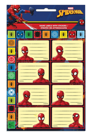 NAKLEJKI NA ZESZYT SPIDERMAN + MINI NALEPKI PAJĄK