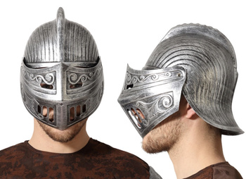 CHEŁM Z PRZYŁBICĄ RYCERSKI STRÓJ RYCERZA SREBRNY ŚREDNIOWIECZE
