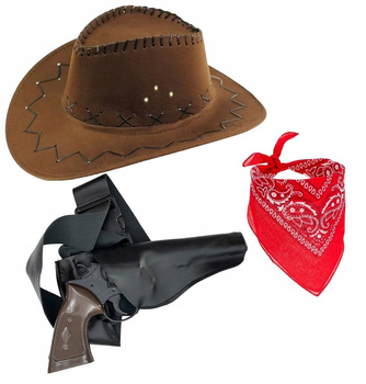 Strój KOWBOJA Zestaw Przebranie Dzieci Dorosłych Kapelusz Bandana Pistolet