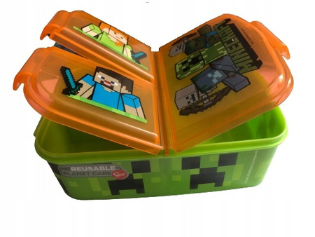 ZESTAW BIDON + ŚNIADANIÓWKA MINECRAFT Z PRZEGRODAMI STEVE ALEX CREEPER