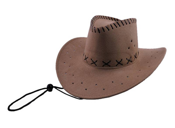KAPELUSZ SZERYFA KOWBOJA BRĄZOWY WESTERN DZIECIĘCY
